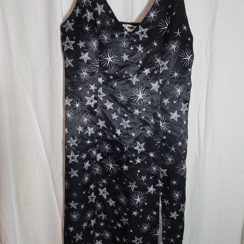 NWT BEAUTIFUL SILKY Black Starred Nightgown - S, L, or XL